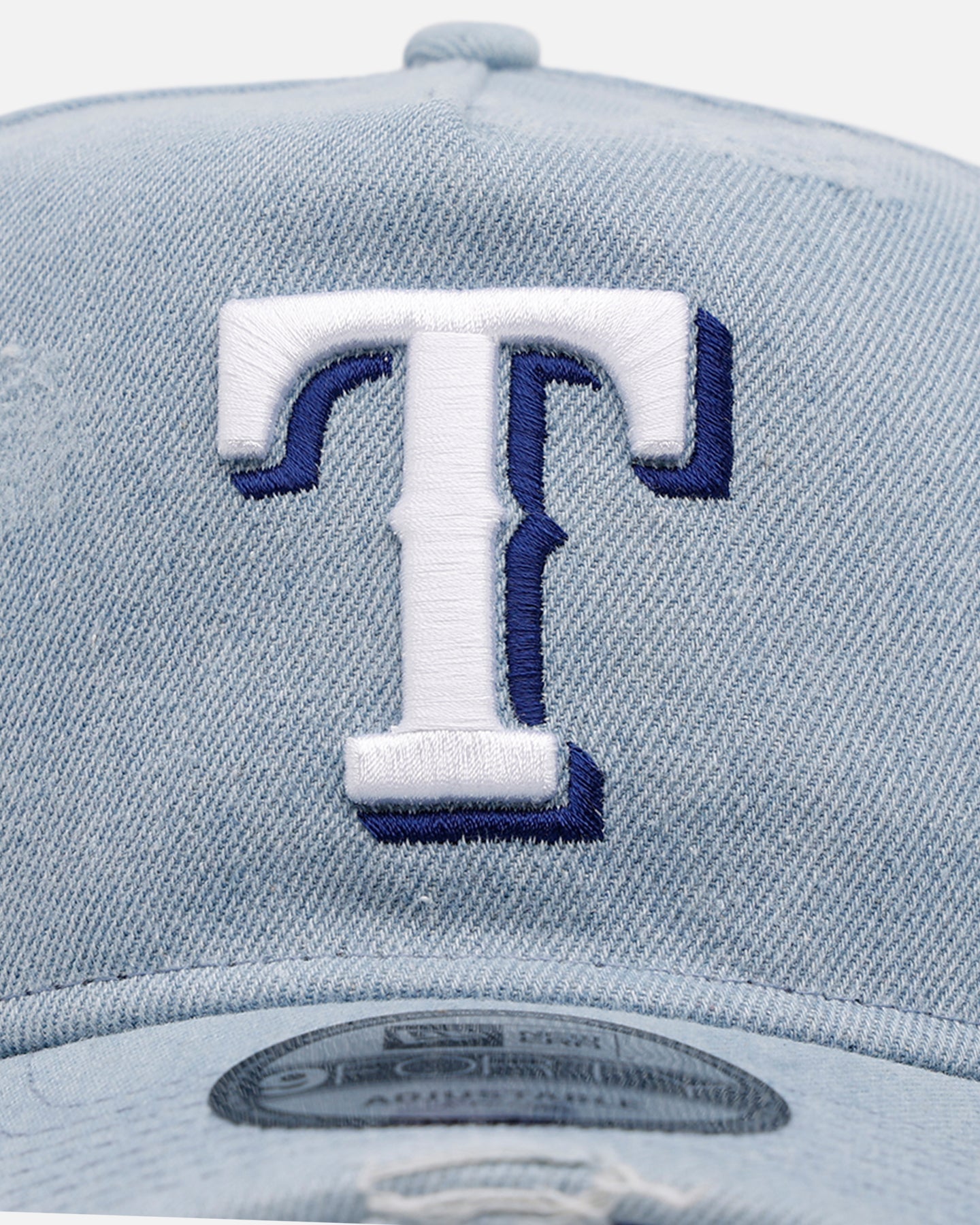 New Era Texas Rangers 'Distressed Denim' 9FORTY A-Frame Snapback Light Wash Denim