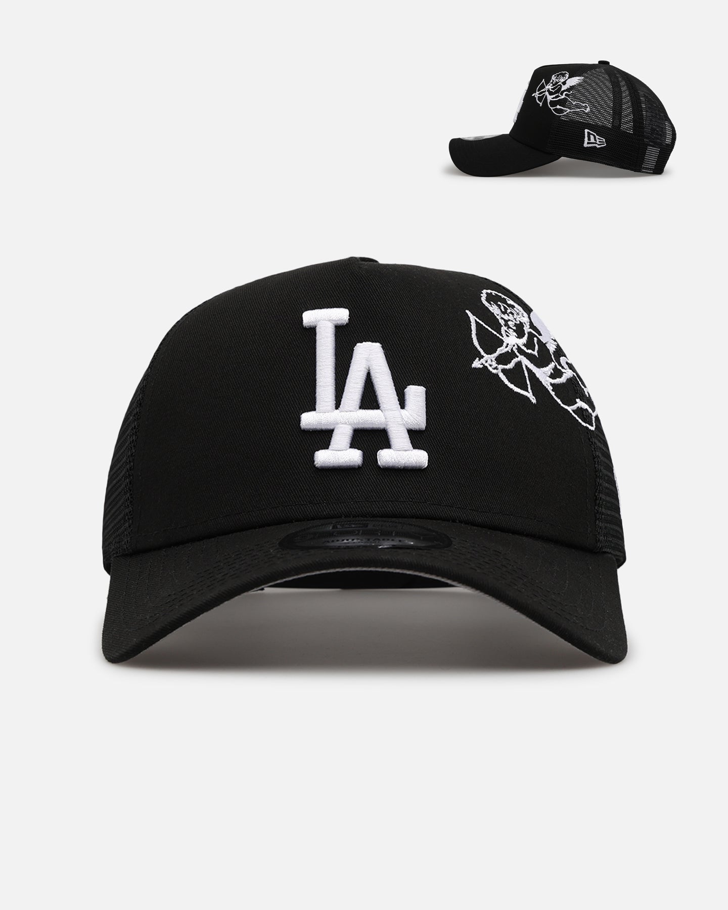 New Era Los Angeles Dodgers 'Cherub Trucker' 9FORTY A-Frame Trucker Snapback Black/White