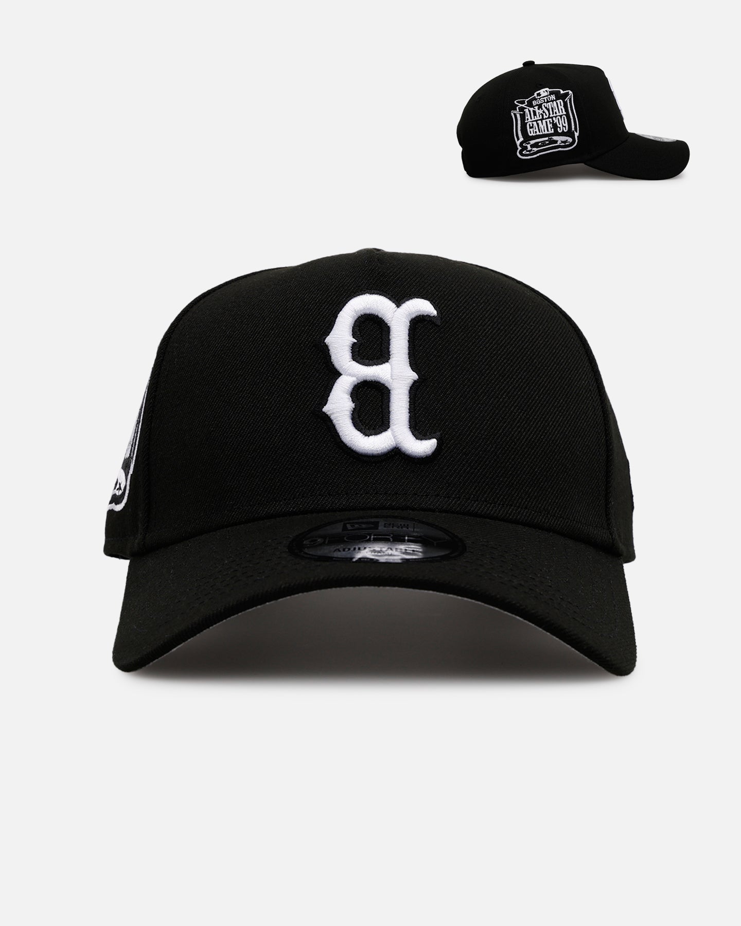 New Era Boston Red Sox 'Black White Upside Down Logo' 9FORTY A-Frame Snapback Black/White