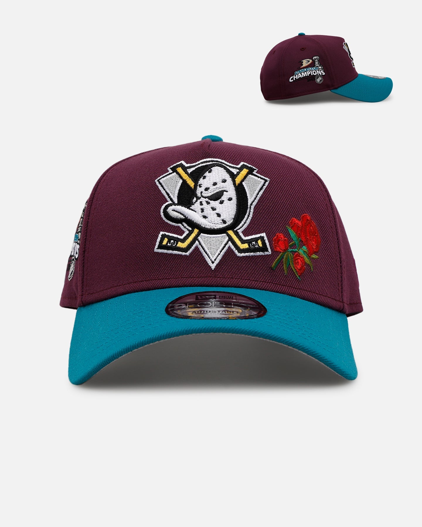 New Era Anaheim Ducks 'Rose Emblem' 9FORTY A-Frame Snapback Official Team Color