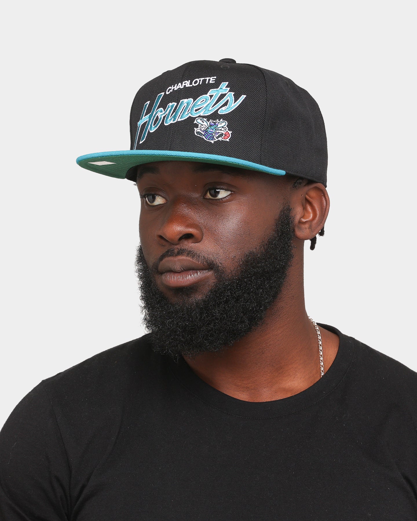 Mitchell & Ness Charlotte Hornets 'Team Script 2.0 Hardwood Classics' Fitted Black