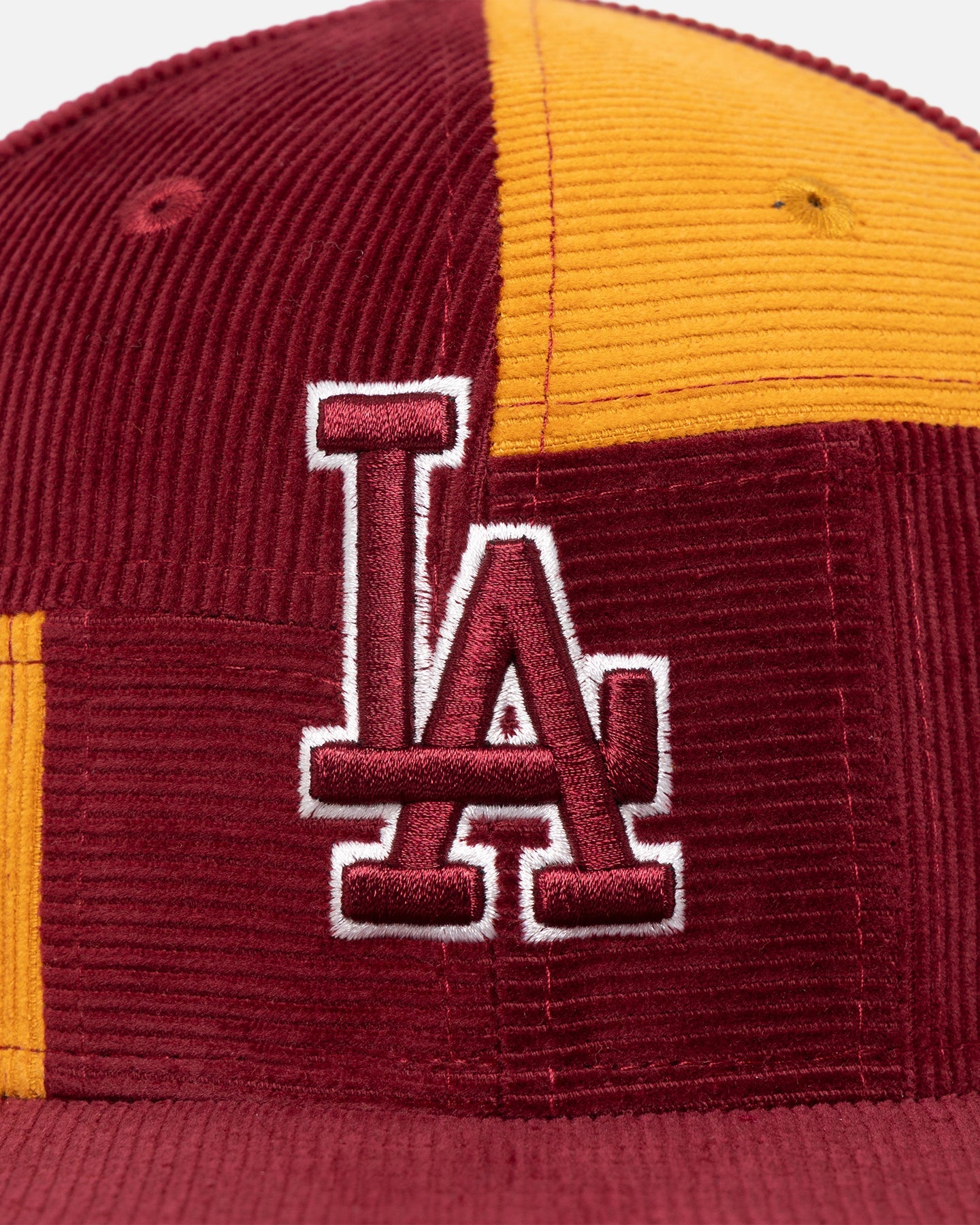 New Era Los Angeles Dodgers 'Maroon Patchwork Corduroy' 59FIFTY Fitted Maroon/Yellow